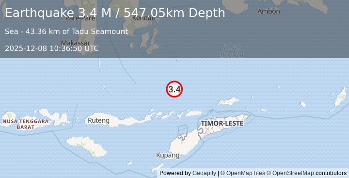 Earthquake Banda Sea (3.4 M) (2025-12-08 10:36:50 UTC)