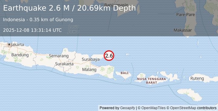 Earthquake Bali Sea (2.6 M) (2025-12-08 13:31:16 UTC)