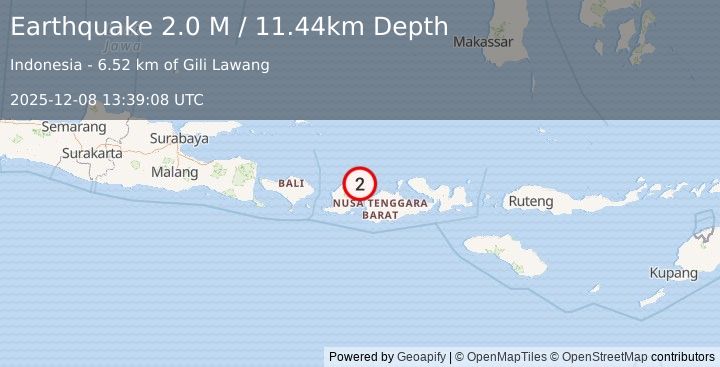 Earthquake Sumbawa Region, Indonesia (2.2 M) (2025-12-08 13:39:09 UTC)