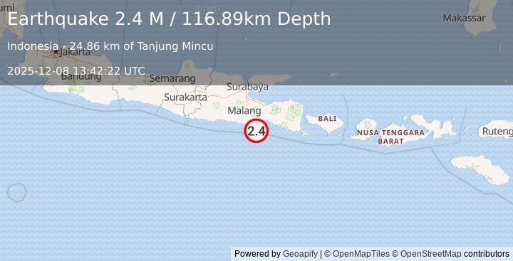 Earthquake Java, Indonesia (2.2 M) (2025-12-08 13:42:24 UTC)