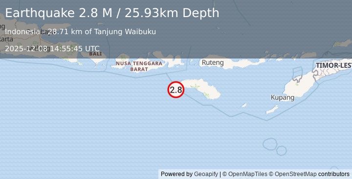 Earthquake Sumbawa Region, Indonesia (2.9 M) (2025-12-08 14:55:46 UTC)