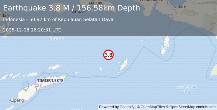 Earthquake Banda Sea (3.8 M) (2025-12-08 16:20:31 UTC)