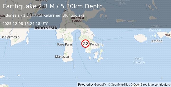 Earthquake Sulawesi, Indonesia (2.3 M) (2025-12-08 16:24:18 UTC)