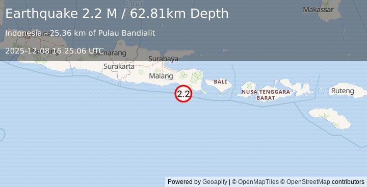 Earthquake Java, Indonesia (2.5 M) (2025-12-08 16:25:07 UTC)