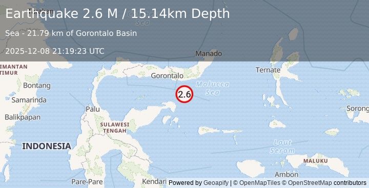 Earthquake Minahassa Peninsula, Sulawesi (2.6 M) (2025-12-08 21:19:23 UTC)