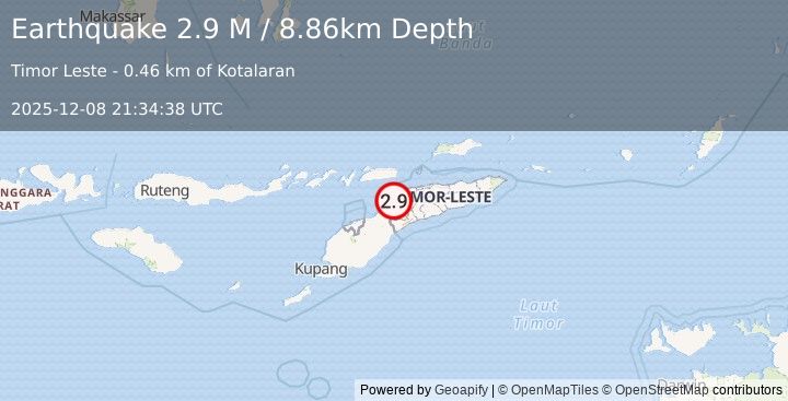 Earthquake Timor Region (2.9 M) (2025-12-08 21:34:38 UTC)