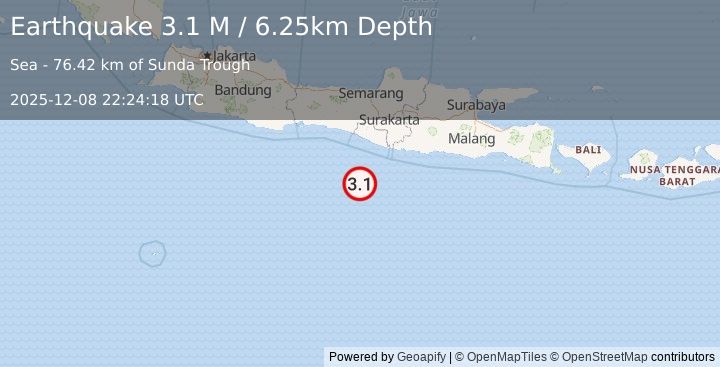 Earthquake Java, Indonesia (3.0 M) (2025-12-08 22:24:19 UTC)