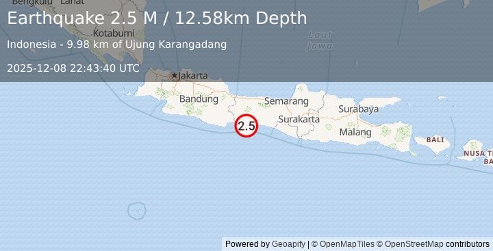 Earthquake Java, Indonesia (2.7 M) (2025-12-08 22:43:36 UTC)