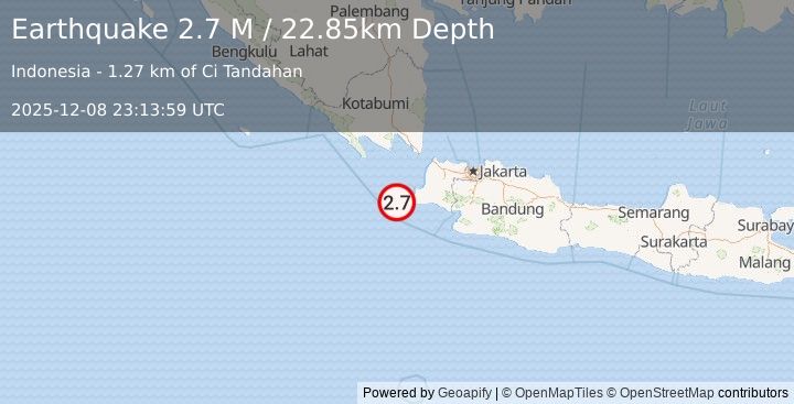 Earthquake Sunda Strait, Indonesia (2.7 M) (2025-12-08 23:13:59 UTC)
