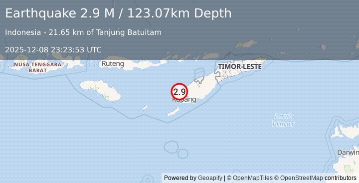 Earthquake Timor Region (2.9 M) (2025-12-08 23:23:55 UTC)