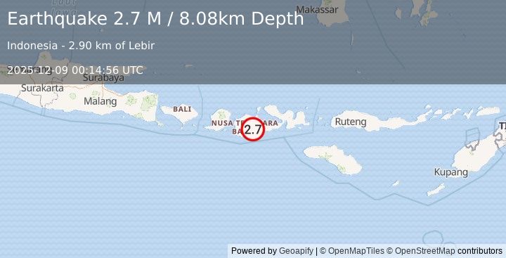 Earthquake Sumbawa Region, Indonesia (2.7 M) (2025-12-09 00:14:56 UTC)