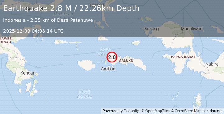 Earthquake Ceram Sea (2.8 M) (2025-12-09 04:08:14 UTC)
