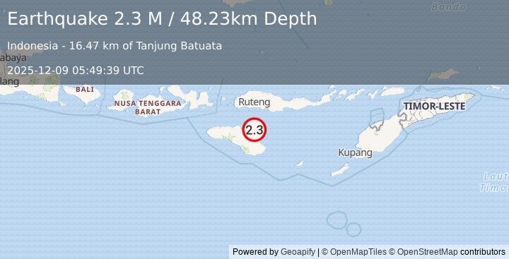 Earthquake Sumba Region, Indonesia (2.3 M) (2025-12-09 05:49:39 UTC)