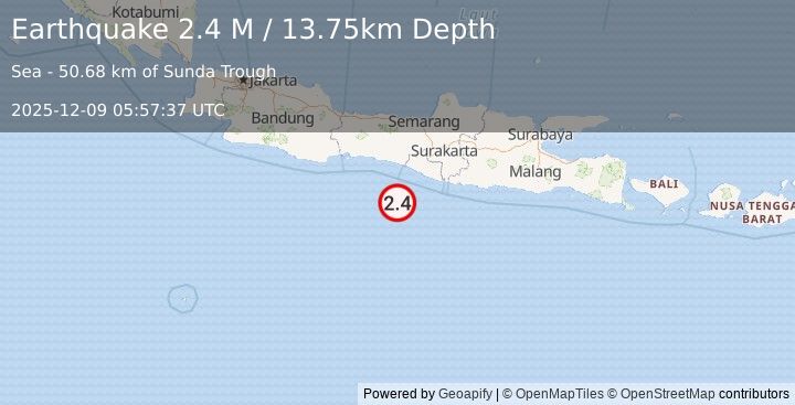 Earthquake Java, Indonesia (2.5 M) (2025-12-09 05:57:38 UTC)