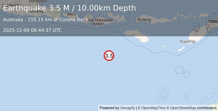 Earthquake South of Sumbawa, Indonesia (3.9 M) (2025-12-09 06:44:36 UTC)