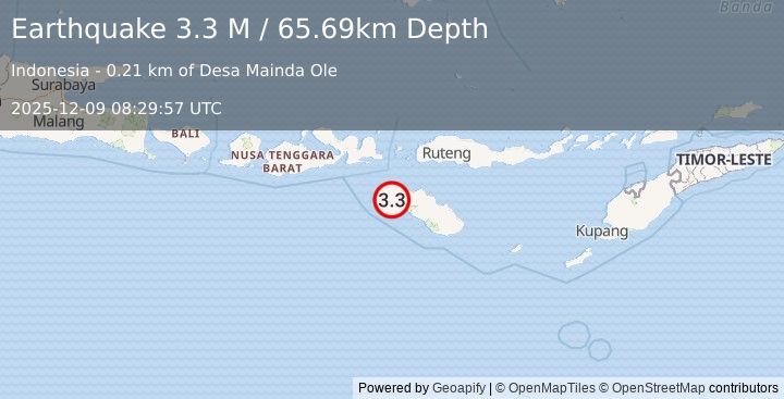 Earthquake Sumba Region, Indonesia (3.4 M) (2025-12-09 08:29:58 UTC)