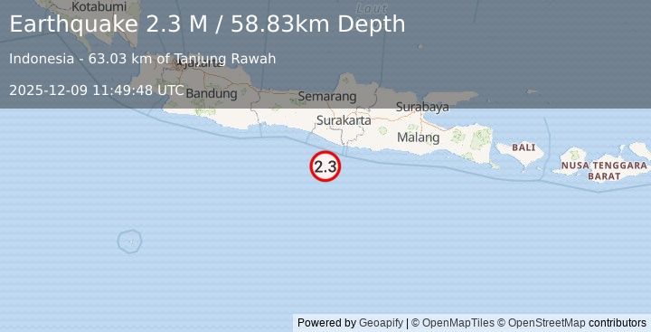 Earthquake Java, Indonesia (2.3 M) (2025-12-09 11:49:48 UTC)