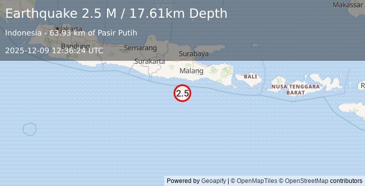 Earthquake Java, Indonesia (2.7 M) (2025-12-09 12:36:25 UTC)