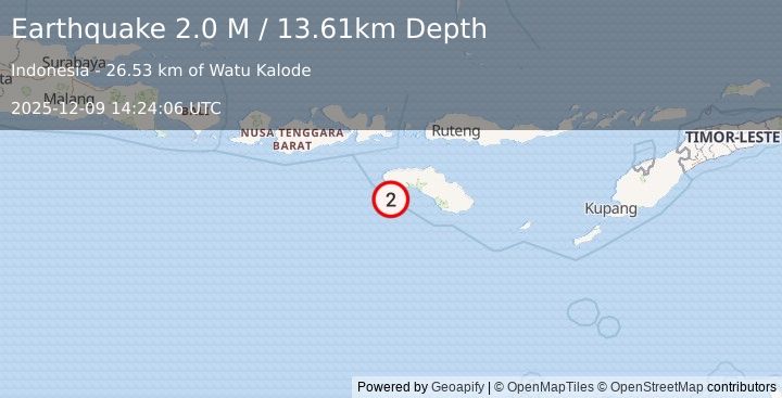 Earthquake Sumba Region, Indonesia (2.0 M) (2025-12-09 14:24:06 UTC)