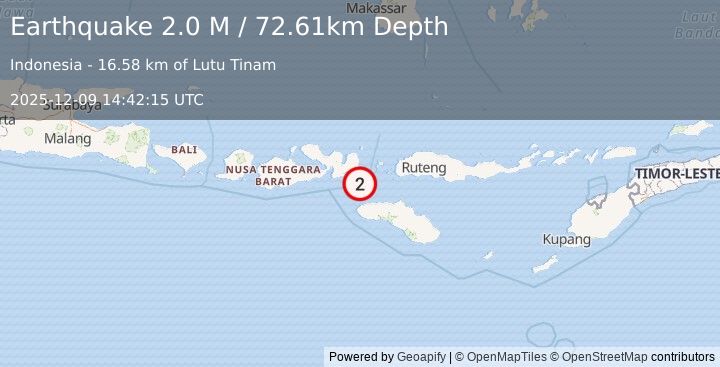 Earthquake Flores Region, Indonesia (2.0 M) (2025-12-09 14:42:14 UTC)