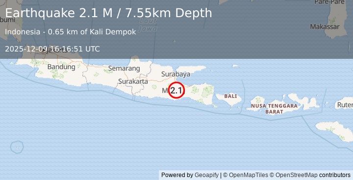 Earthquake Java, Indonesia (2.1 M) (2025-12-09 16:16:51 UTC)