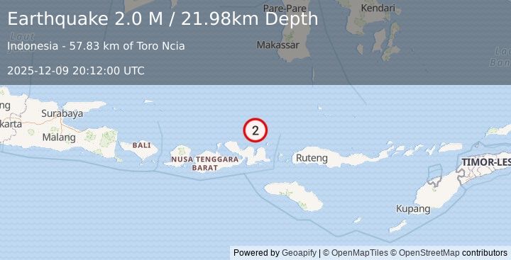 Earthquake Flores Sea (2.0 M) (2025-12-09 20:12:00 UTC)