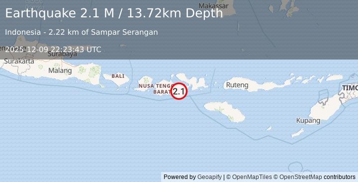 Earthquake Sumbawa Region, Indonesia (2.1 M) (2025-12-09 22:23:43 UTC)