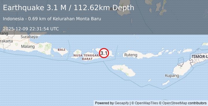 Earthquake Sumbawa Region, Indonesia (3.7 M) (2025-12-09 22:31:54 UTC)