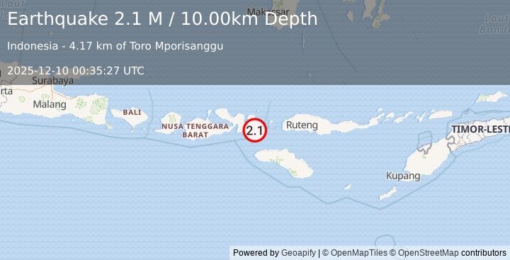 Earthquake Flores Region, Indonesia (2.1 M) (2025-12-10 00:35:27 UTC)