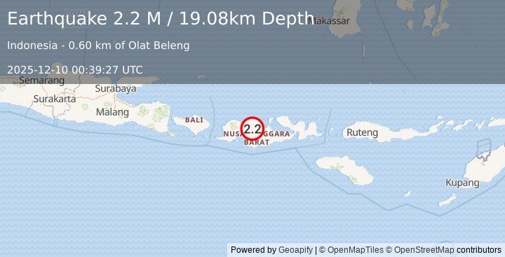 Earthquake Sumbawa Region, Indonesia (2.2 M) (2025-12-10 00:39:27 UTC)