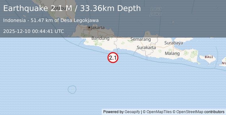 Earthquake Java, Indonesia (2.1 M) (2025-12-10 00:44:41 UTC)