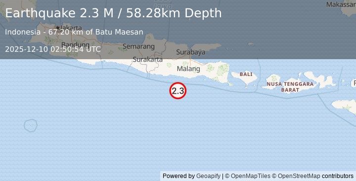Earthquake Java, Indonesia (2.3 M) (2025-12-10 02:50:54 UTC)