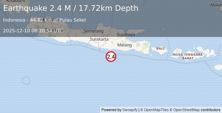 Earthquake Java, Indonesia (2.4 M) (2025-12-10 06:20:55 UTC)