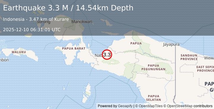 Earthquake West Papua Region, Indonesia (3.5 M) (2025-12-10 06:31:00 UTC)