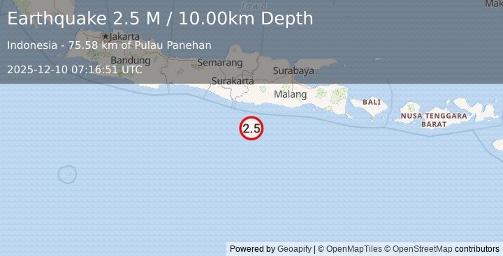 Earthquake Java, Indonesia (2.4 M) (2025-12-10 07:16:58 UTC)