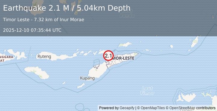Earthquake Timor Region (2.2 M) (2025-12-10 07:35:40 UTC)