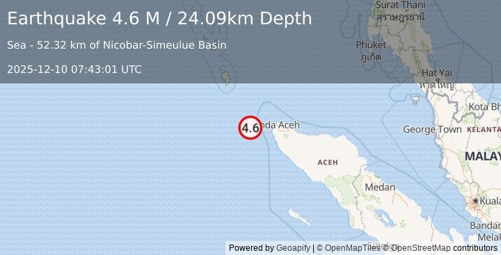Earthquake Northern Sumatra, Indonesia (4.8 M) (2025-12-10 07:43:01 UTC)
