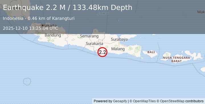 Earthquake Java, Indonesia (2.2 M) (2025-12-10 13:25:04 UTC)