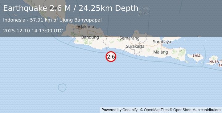 Earthquake Java, Indonesia (2.7 M) (2025-12-10 14:12:59 UTC)