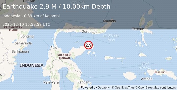 Earthquake Minahassa Peninsula, Sulawesi (2.9 M) (2025-12-10 15:59:57 UTC)