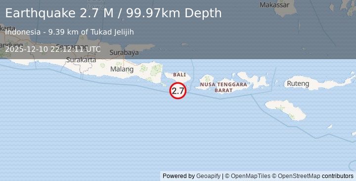Earthquake Bali Region, Indonesia (2.7 M) (2025-12-10 22:12:11 UTC)