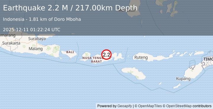 Earthquake Sumbawa Region, Indonesia (2.2 M) (2025-12-11 01:22:24 UTC)