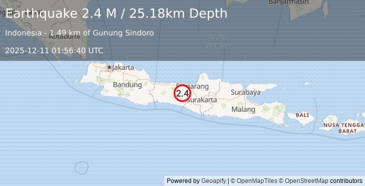 Earthquake Java, Indonesia (2.4 M) (2025-12-11 01:56:40 UTC)