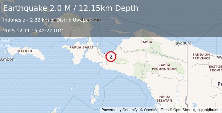 Earthquake West Papua Region, Indonesia (2.0 M) (2025-12-11 15:42:27 UTC)
