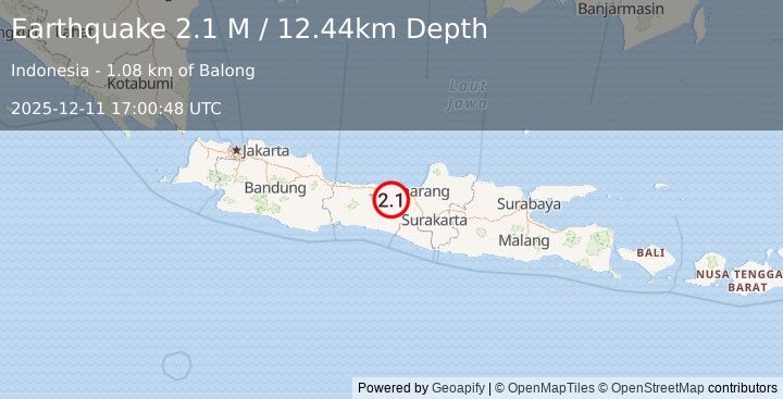 Earthquake Java, Indonesia (2.2 M) (2025-12-11 17:00:49 UTC)