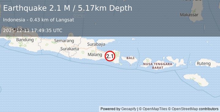 Earthquake Java, Indonesia (2.1 M) (2025-12-11 17:49:35 UTC)