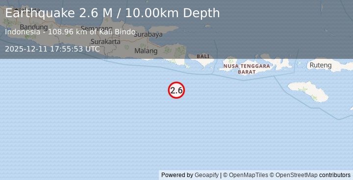 Earthquake Java, Indonesia (2.6 M) (2025-12-11 17:56:05 UTC)