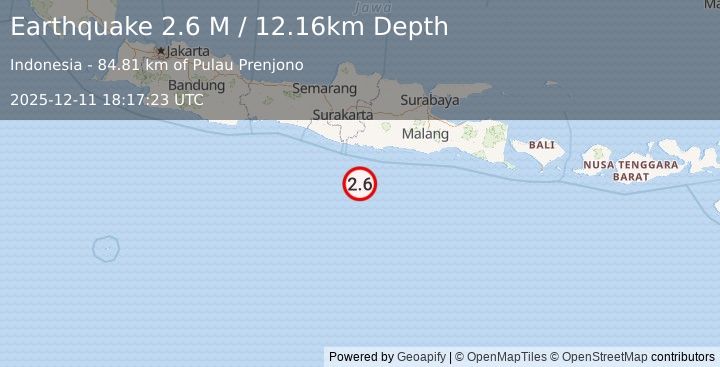 Earthquake South of Java, Indonesia (2.5 M) (2025-12-11 18:17:24 UTC)