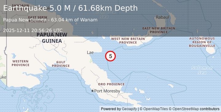 Earthquake New Britain Region, Papua New Guinea (5.0 M) (2025-12-11 20:56:26 UTC)
