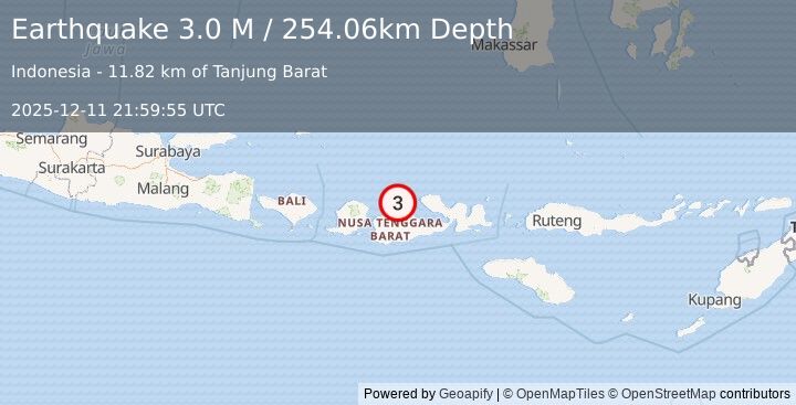 Earthquake Sumbawa Region, Indonesia (3.0 M) (2025-12-11 21:59:55 UTC)